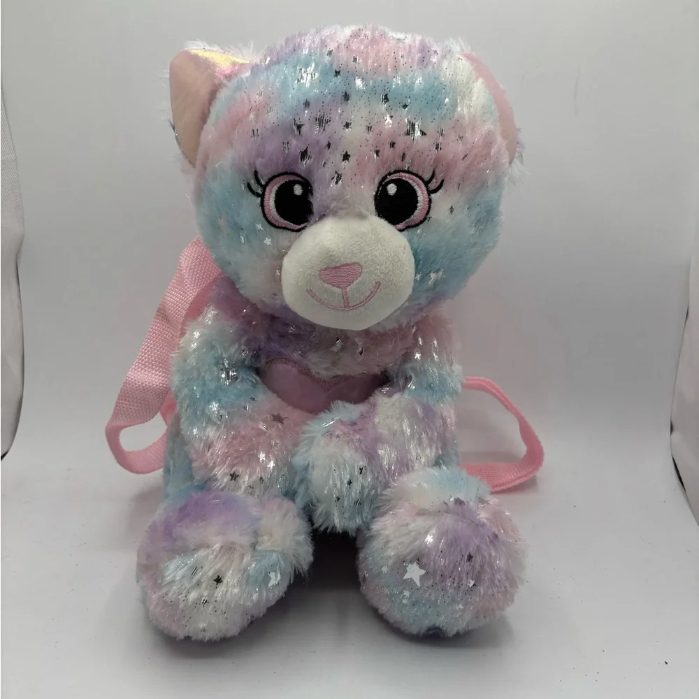 Sparkly Pastel Plush Bear Kids Backpack